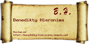 Benedikty Hieronima névjegykártya
